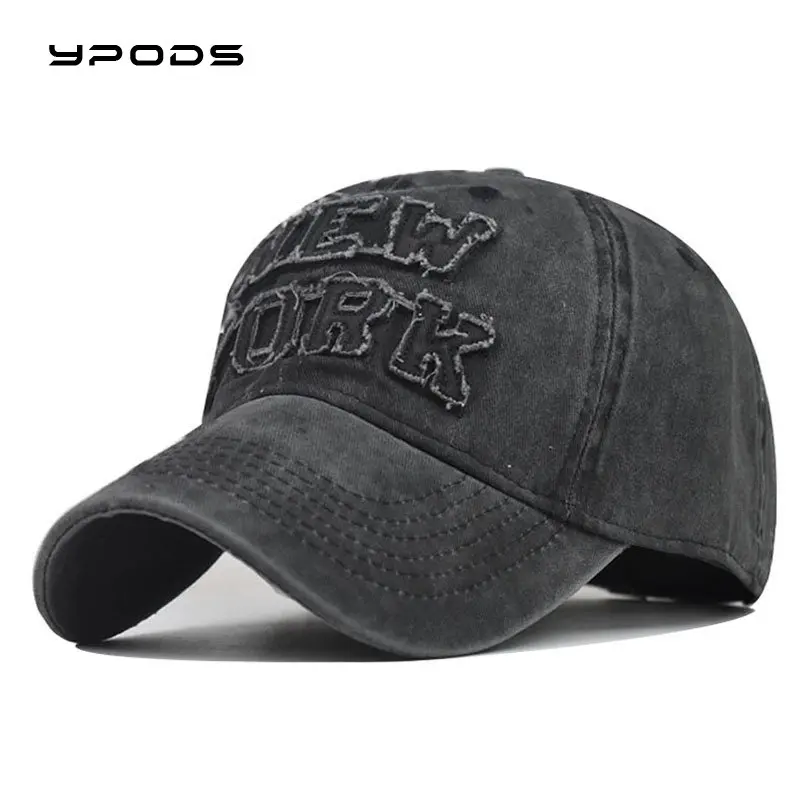 

New NEWYORK Letter Large Embroidered Baseball Cap Worn Out Cotton Colorless Duck Tongue Wholesale Dad Caps Outdoors Travel Hats