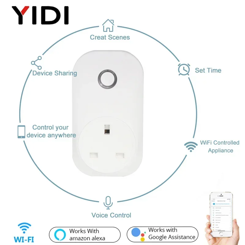 Смарт-розетка настенная с поддержкой Wi-Fi и голосового управления