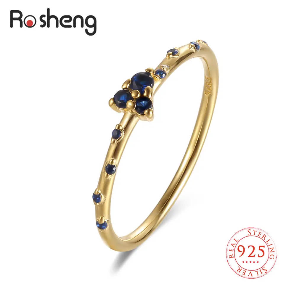 

Rosheng Real 925 Sterling Silver Ring Jewelry Purple Blue Zircon Pendant Finger Ring for Women Wedding Birthday Party Gift 2022