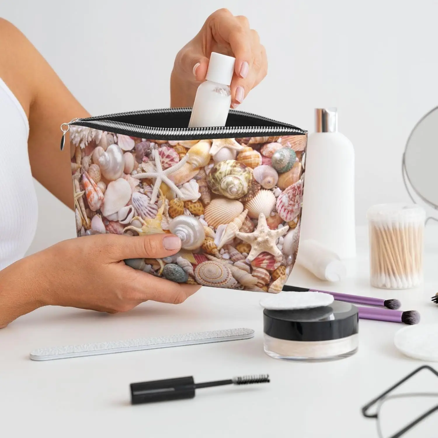 Красочная косметичка с ракушками женские дорожные туалетные принадлежности