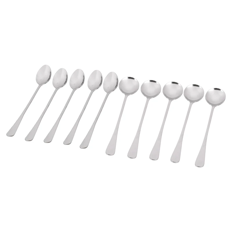 

Чайные ложки с длинной ручкой, ложка для мороженого, кофейная ложка, длинные чайные ложки из нержавеющей стали, 2 стиля, Набор O