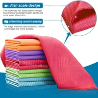 1051pcs kitchen cleaning towel anti grease wiping rags absorbable fish scale wipe cloth glass window dish cleaning cloth