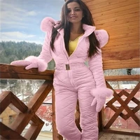 pink bodysuit zipper ski suit women fashion suit coat hoodie jumpsuits sports 2021 autumn winter