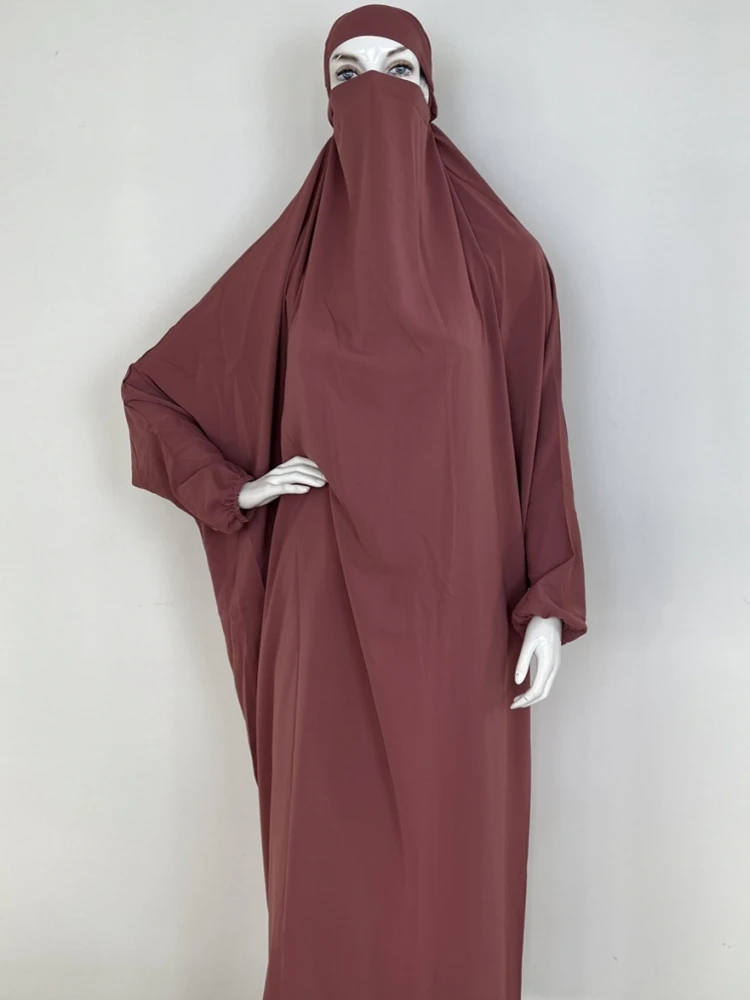 Muslim Women Jilbab One-piece Prayer Dress Hooded Abaya Islamic Clothing Dubai Saudi Black Robe Turkish Modesty  abaya dubai