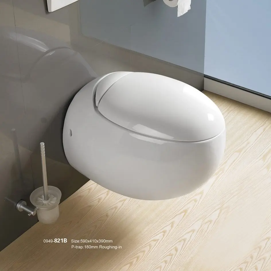 

Mdmd Bathroom Egg-Shaped Wall-Mounted Toilet Wholesale Wall-Mounted Water Tank Toilet Household Hotel Mute Wall Drainage Toilet