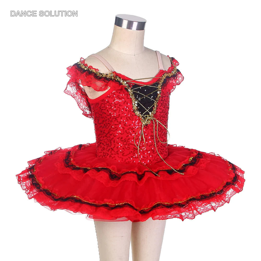 Красное балетное платье-пачка с открытыми плечами блестящее женское платье