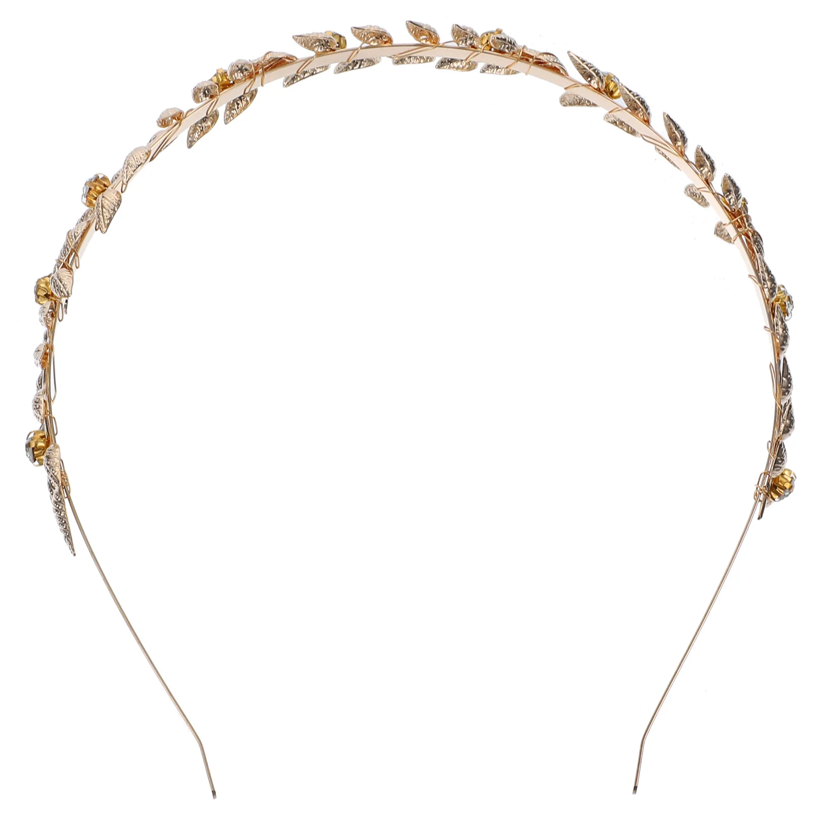 

Wedding Goldleaf Headband Headpiece Rhinestone Hair Crown Jewelry Decoration for Bride Flower Girl (Golden)