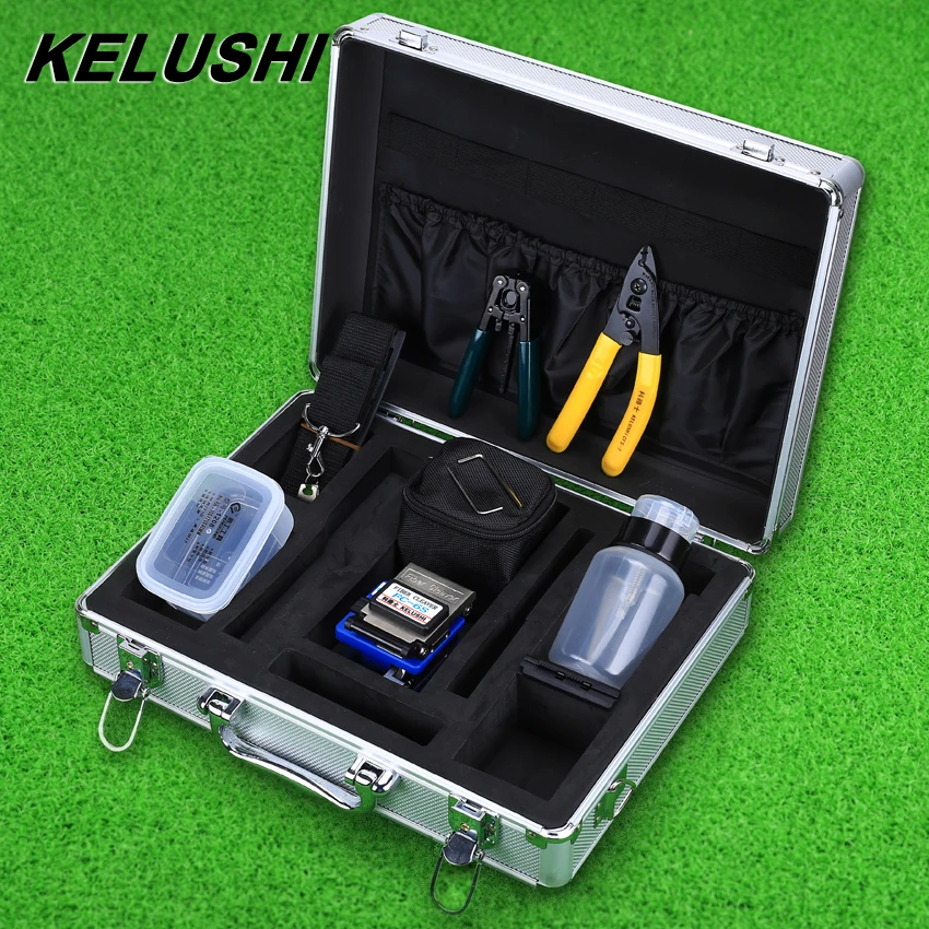 Enlarge KELUSHI 12 in 1 Fiber Cold Connection Tool Box Kit Fc-6s Fiber Cleaver Fiber Stripping Tool FTTH