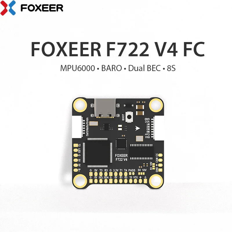 Foxeer F722 V4 MPU6000 FC 8S двойной BEC барометр X8 Контроллер полета 30.5X30.5mm Φ 4mm 8S LIPO для FPV Freestyle дроны DIY части