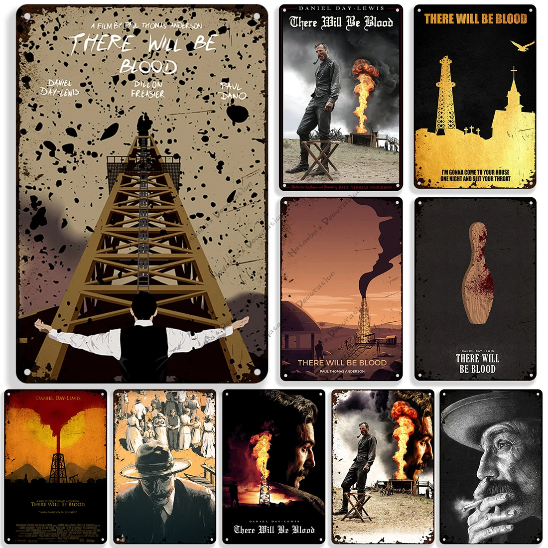 

Classic Movie Metal Sign There Will Be Blood Metal Poster Rusty Decorative Sign Pub Bar Garage Cinema Wall Decor Metal Plaque