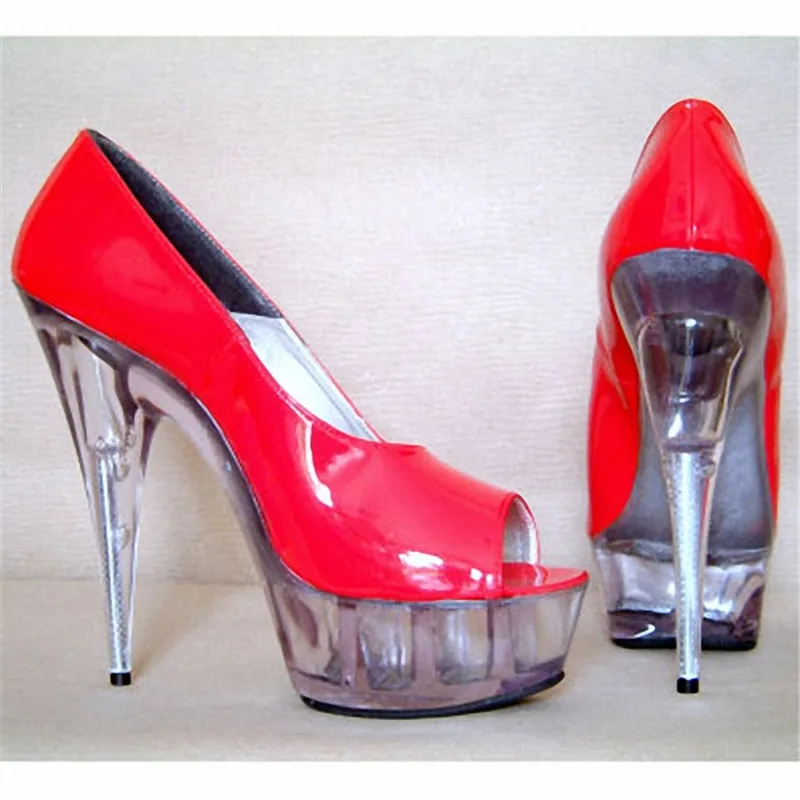 

Stylish Open Toe Leather / Patent Platforms / Waterproof Sets In Women 15cm Super High Heel Shoes, Stiletto, Wedding Shoes