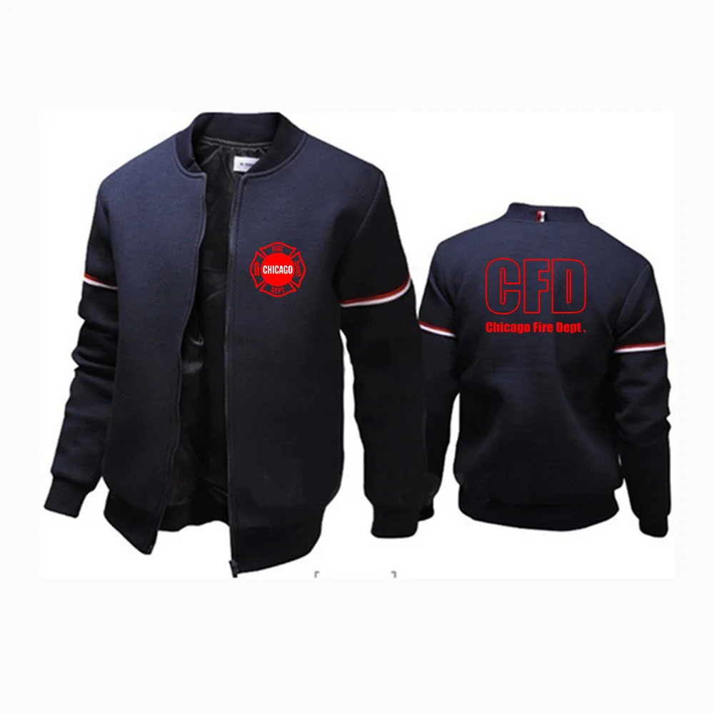 

New Chicago Fire Department Show Tv Show Duty Printing Fashion New Men's Slim Fit Flight Jacket Long Sleeve Tracksuit Coat