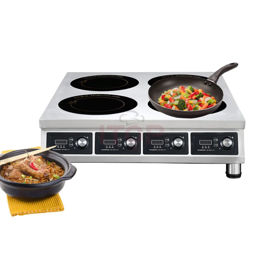 

Коммерческая глиняная кастрюля с четырьмя головками, индукционная плита, третья передача, индукционная плита с 4 горелками, электрическая К...