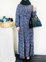 abaya femme musulman dubai 2022 spring iislam turkey robe longue long sleeve o neck kaftans muslim floral dress for women