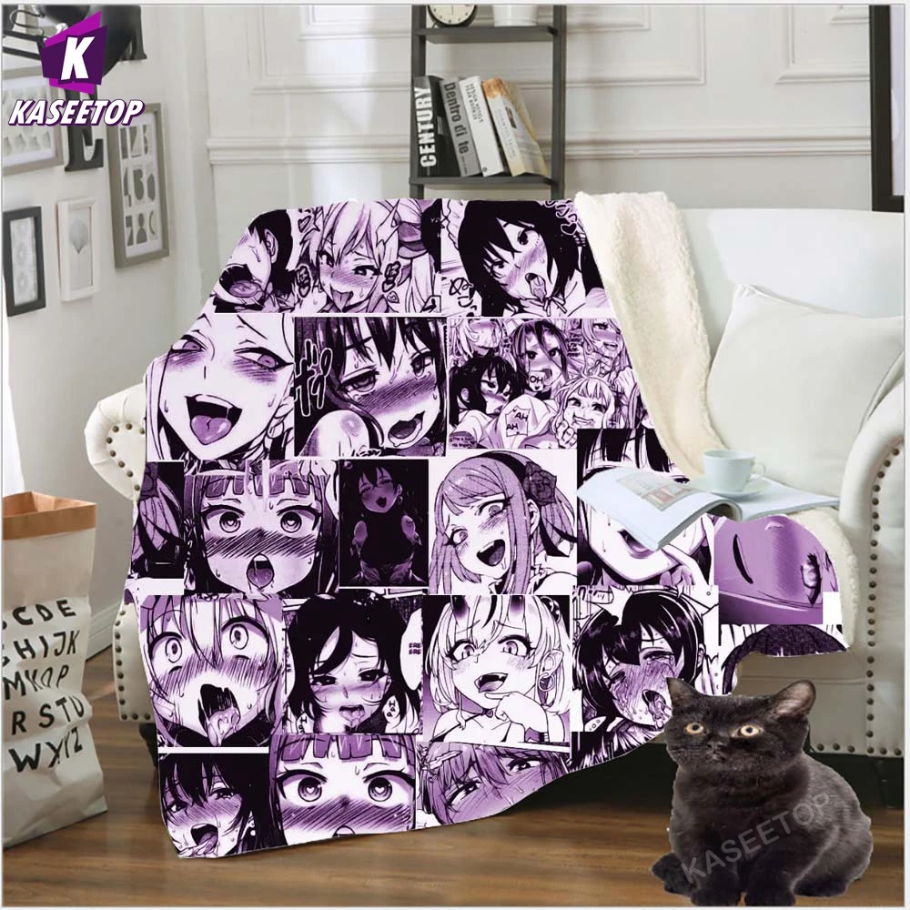 

Плащ плюшевый с 3D-принтом аниме для девочек, пикантное мягкое одеяло с открытым горлом для пешего туризма, путешествий, кемпинга, одеяло