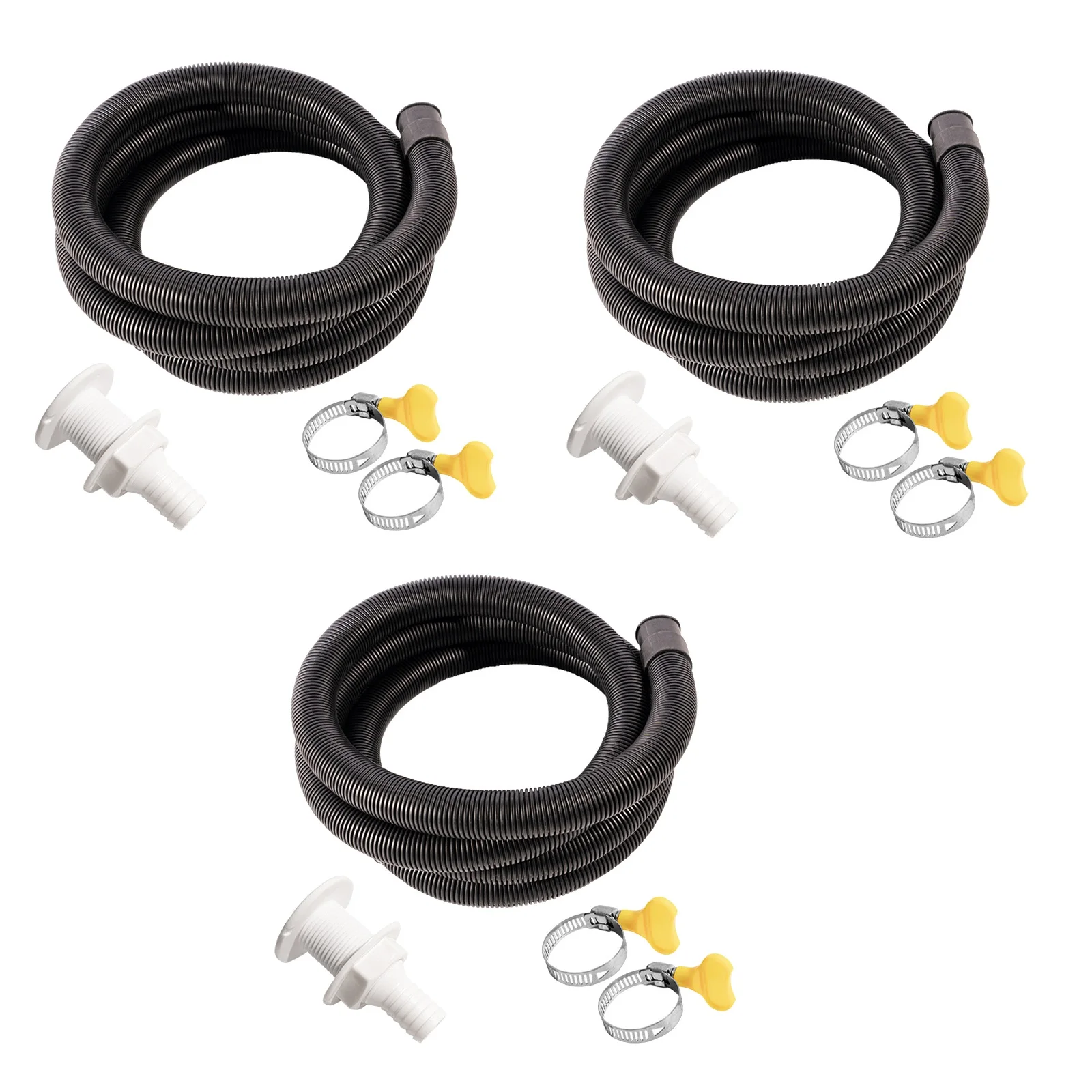 

3 Set Flexible Bilge Pump Hose Installation Kit 3/4-Inch Diameter 6.6 FT for Boats with 2 Clamps and Thru-Hull Fitting