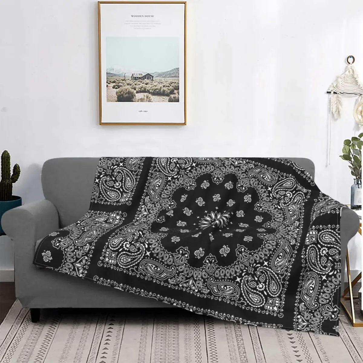 Bandana Black Throw Blanket Cosiness For Home 3D Letters Convertible Sofa Baby Comforter Blanket Sofa Decorative Queen King Size