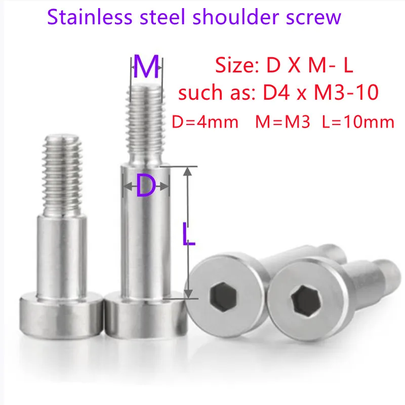 2-10pcs Stainless Steel shoulder screw M2 M2.5 M3 M4 M5 M6 M8 M10 Socket Cap Head Shoulder Roller Bearing Screw Bolt