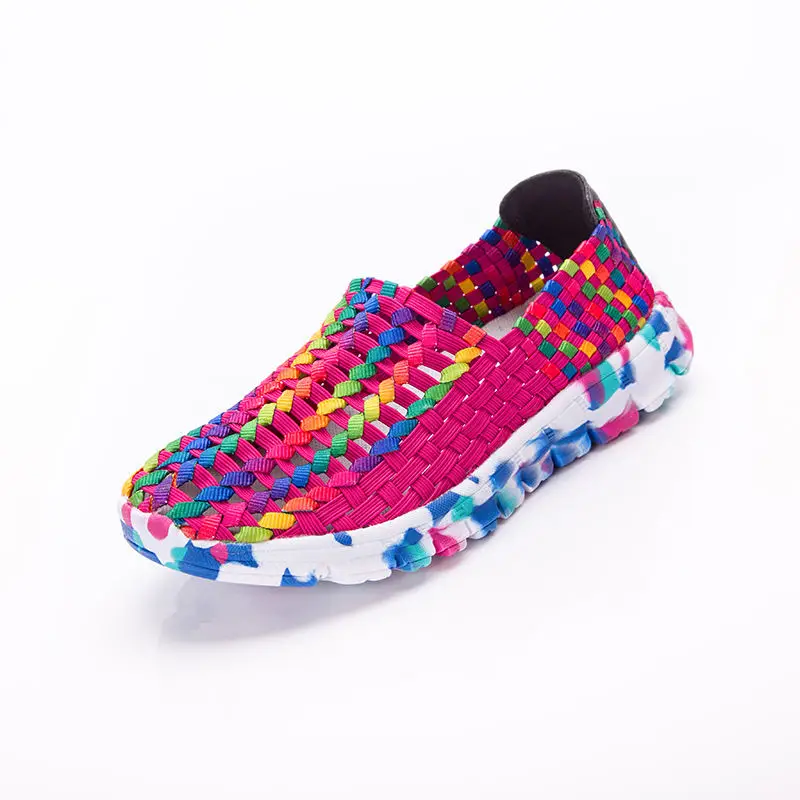 

DAFENP Women Shoes Summer Flats Female Loafers Women Casual Flat Woven Shoe Breathable Sneakers Slip On Colorful Mujer