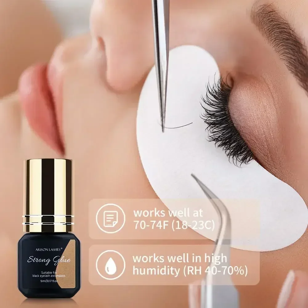 Фото Клей для наращивания ресниц ARISON 1 Second Fast Dry, 5 мл, черный, для YY W Volume Lashes, с низким запахом, стойкий, держится 5-7 недель №4