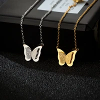 butterfly charm necklace women fashion gift stainless steel jewelry for girl valentines day wholesale silver color rose gold