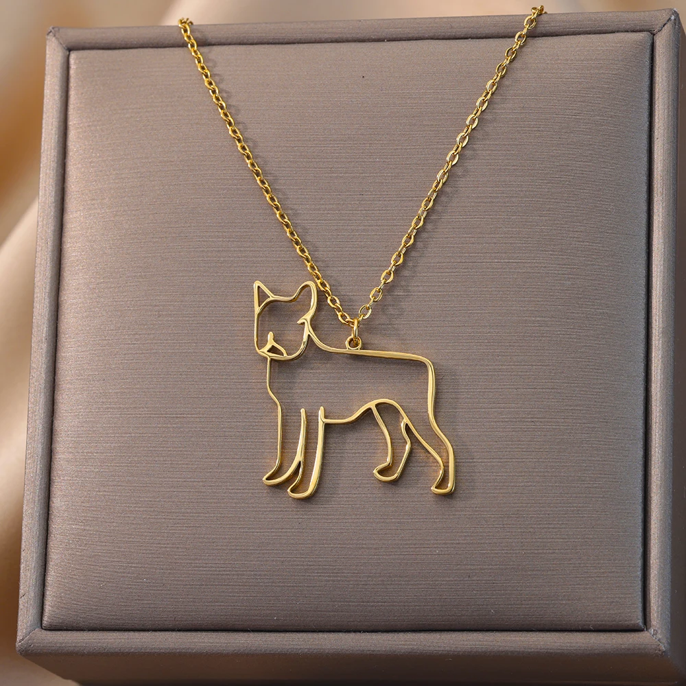 

Dog Breed Silhouette Necklace Women Stainless Steel Gold Color Animal Pet Memory Jewelry Mom Personalized Gift for Her Pet Loss