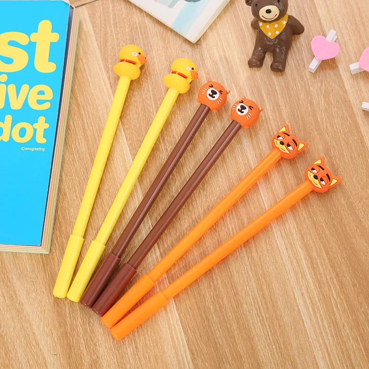 

50pcs Creative stationery neutral pen cute student bear water pen cartoon yellow duckling office signature pen