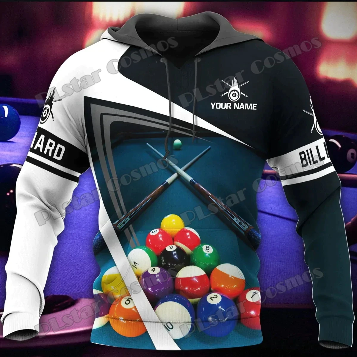 Мужская толстовка с капюшоном и 3D-принтом на молнии