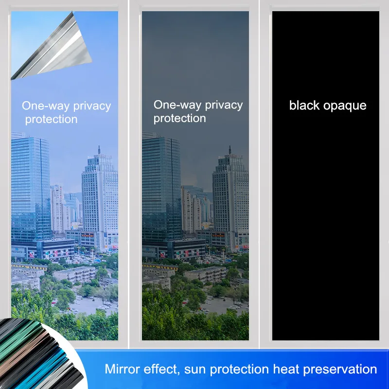 

Anti-UV One Way Mirror Window Film Privacy Film Reflective Window Tint for Home Office Sunscreen Heat Control Glass Stickers