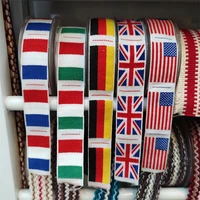 flag ribbon woven color thread decorative webbing jacquard cotton polyester webbing sewing patches for clothing