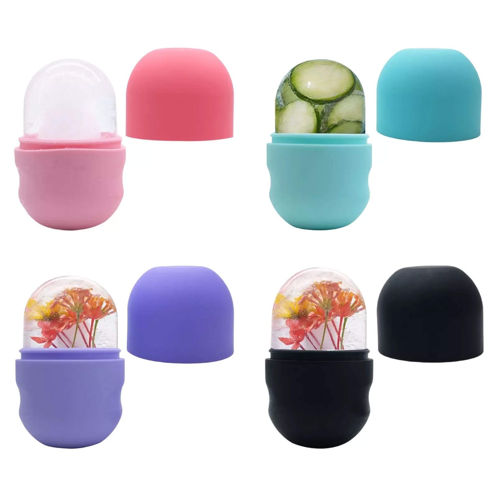

2 Piecss Silicone Ice Massage Cups Reusable Icing Cooling Cold Massage Roller Freezable Face Massager for Muscle Cold Therapy