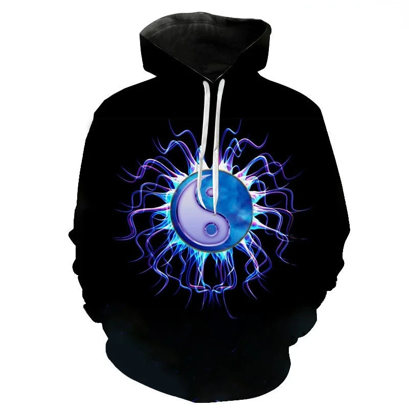 

Новинка 2022 толстовка с 3D принтом Инь и Ян Спортивная одежда Мужская и Женская Повседневная модная спортивная универсальная толстовка с кап...