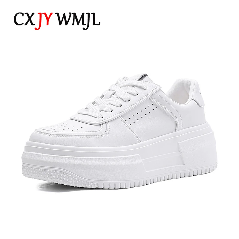 

Кроссовки CXJYWMJL женские из натуральной кожи, платформа, скейт, повседневная обувь на толстой вулканизированной подошве, плоская подошва, вес...