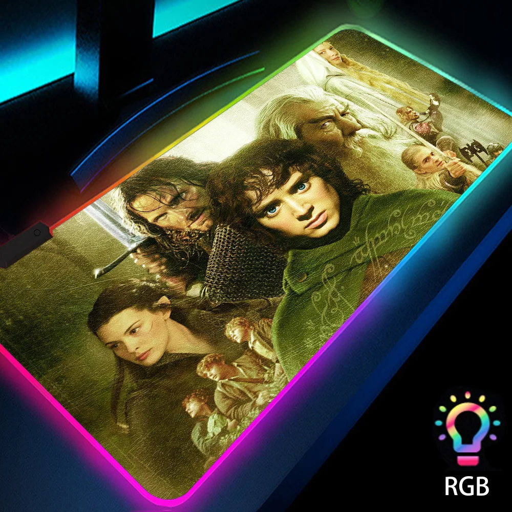 

The Lord of The Rings Mousepad Large Carpet with Rubber Computer Desk RGB Gaming Accessories Backlit 600x300 Gloway Pc LED Mat