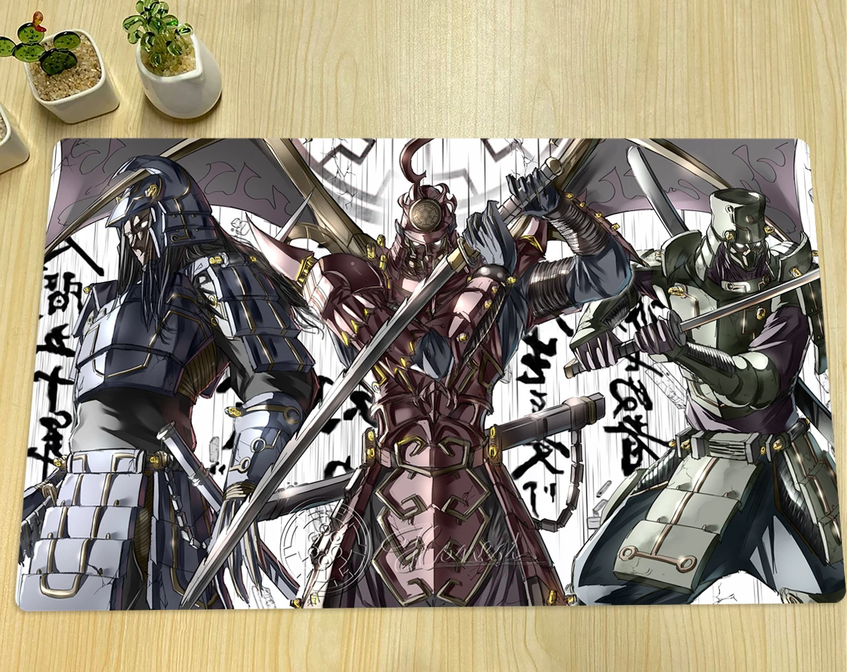 

YuGiOh Six Samurai Playmat TCG CCG Board Game Trading Card Game Mat Anime Mouse Pad Rubber Desk Mat Zones & Free Bag 60x35cm