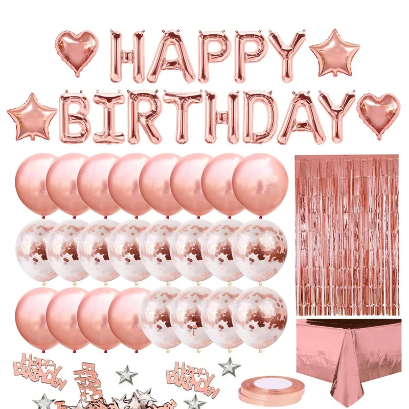 Розовое золото декор для дня рождения баннер на день скатерть из фольги в виде