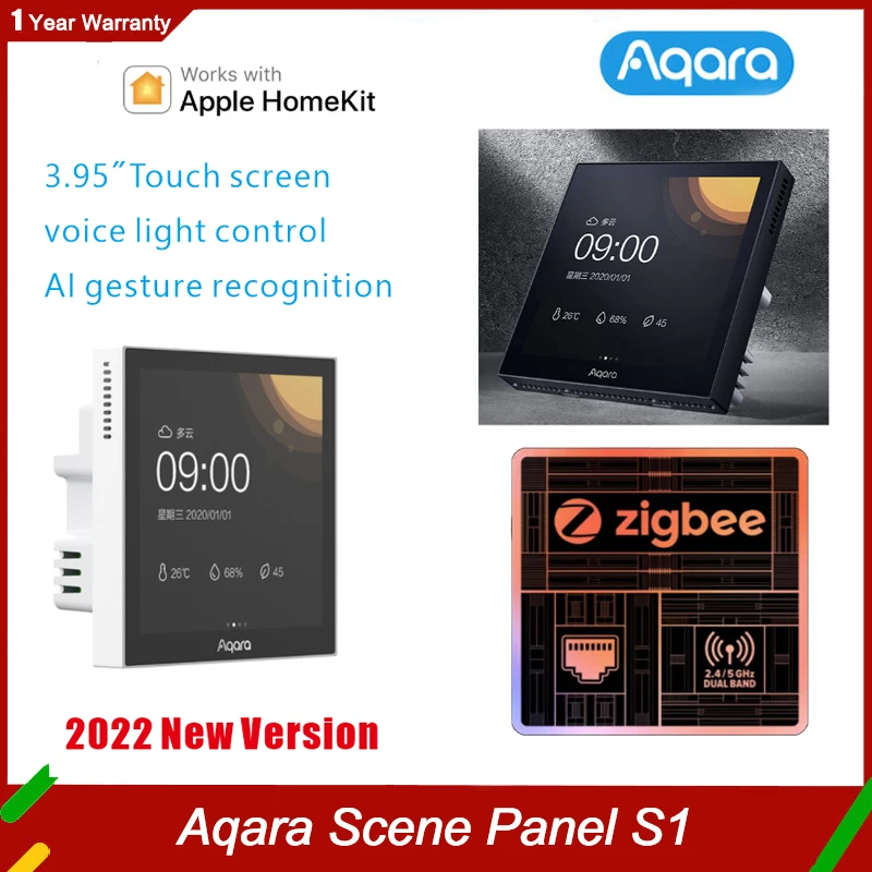 2022 Новый кнопочный переключатель Aqara Smart Scene S1 Zigbee 3.0 IPS цветной сенсорный экран