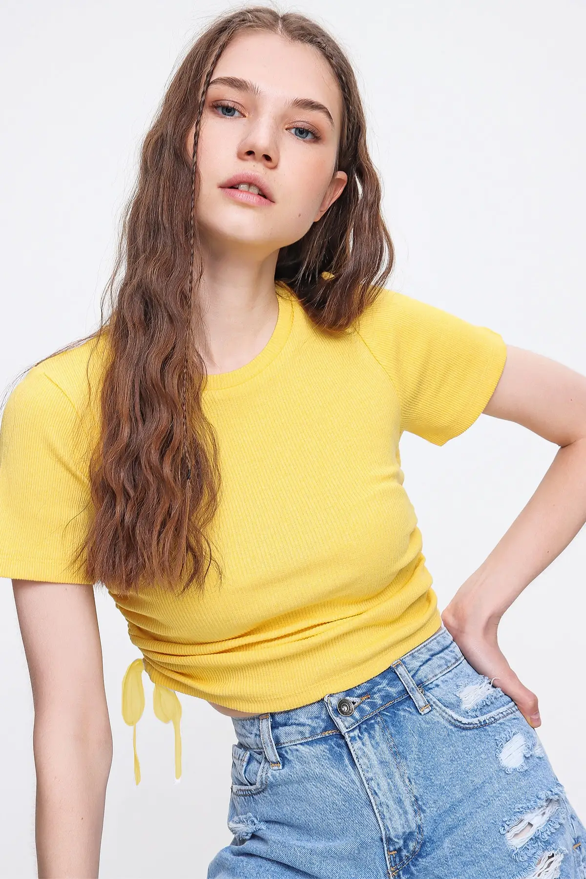 

Women's Yellow So Shirred Camisole Blouse Casual, Comfortable, Flexible, Sporty, Cotton Running, Hiking, Party