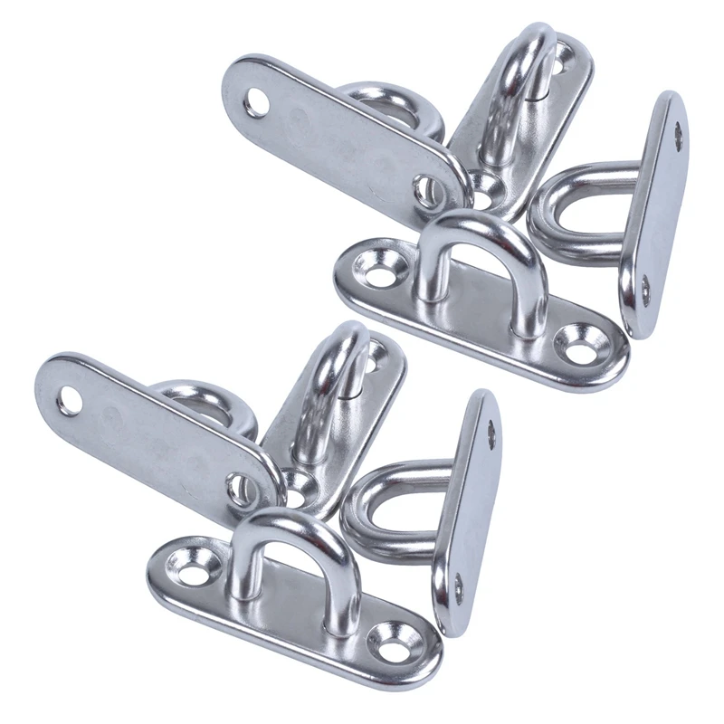 

8Pcs 5Mm 304 Stainless Steel Oblong Pad Eye Plate Staple Ring Hook