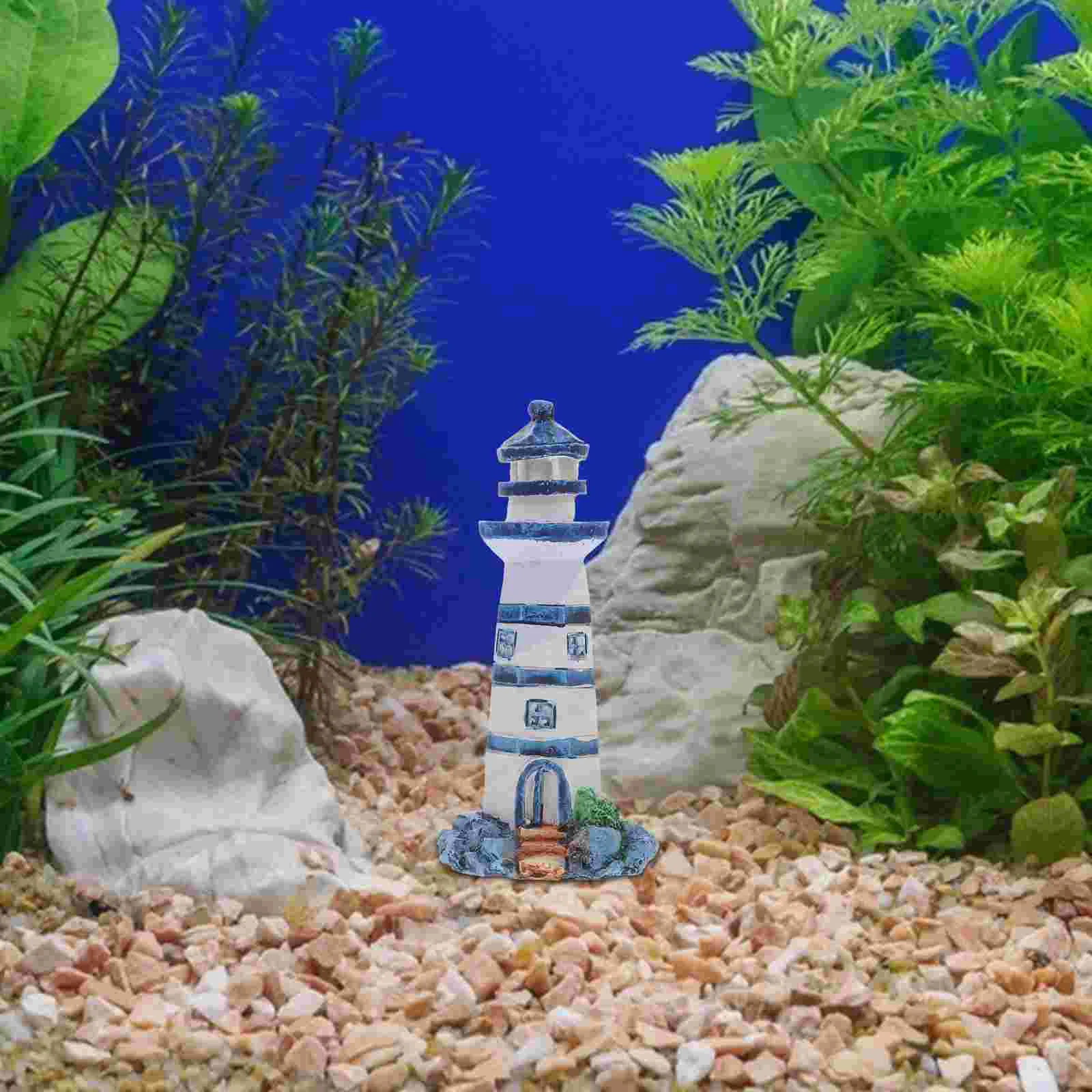 

Lighthouse Nautical Figurine Figurines Mini Decor Figure Beach Small Party Decorations Ocean Ornament Theme Ornaments Tank Fish