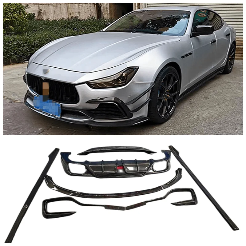 

Передний бампер из углеродного волокна для Maserati ghiсот 2014, 2015, 2016, 2017, ветровой нож, задний диффузор, спойлер, боковая защита