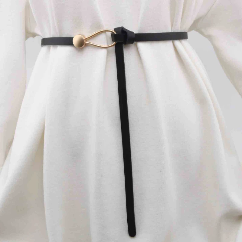 Fashionable PU Belts for Woman Ultra-thin Classy Decorative Waistband Dress Overcoat Belts Apparel Accessories