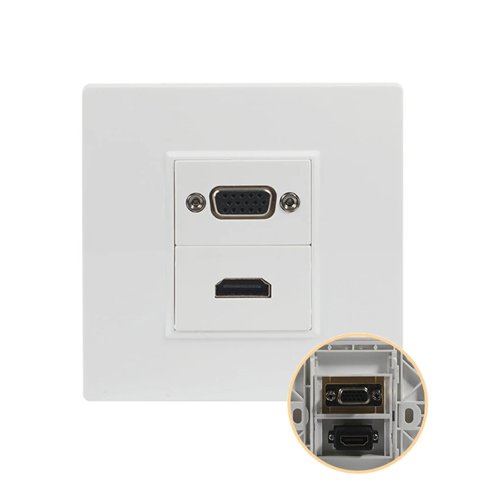 

HD Multimedia Wall Socket 86 Type Socket Faceplate VGA Female to Female+V2.0 HDM Interface Outlet HD Ethernet Socket Faceplate