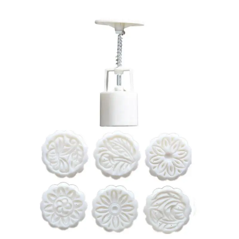 

Round Flower Mooncake Mold Set Mid Autumn Festival DIY Hand Pressure Fondant Moon Cake Mould Decoration Tools