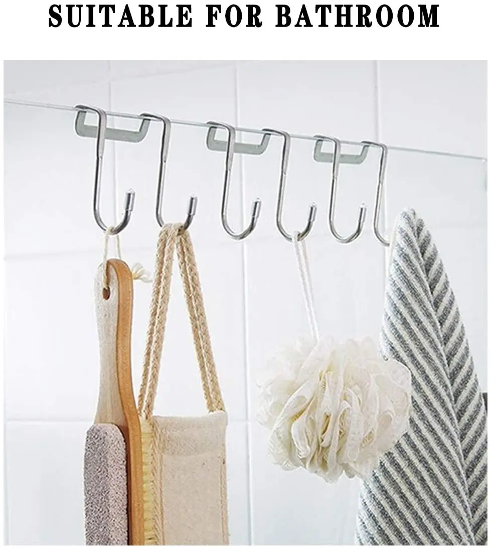 

Over The Door Hanger Clothes Hooks for Kitchen Bathroom Cabinets Cupboards Stainless Steel Utility Fitting Wide and Thin Doors