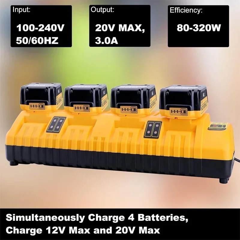 Зарядное устройство DCB104 12 В 20 в для Dewalt, 10,8 В, 14,4 В, 18 в, 20 В, 60 В, 4 порта (art.: 3920c8db19cdd) - 3920c8db19cdd