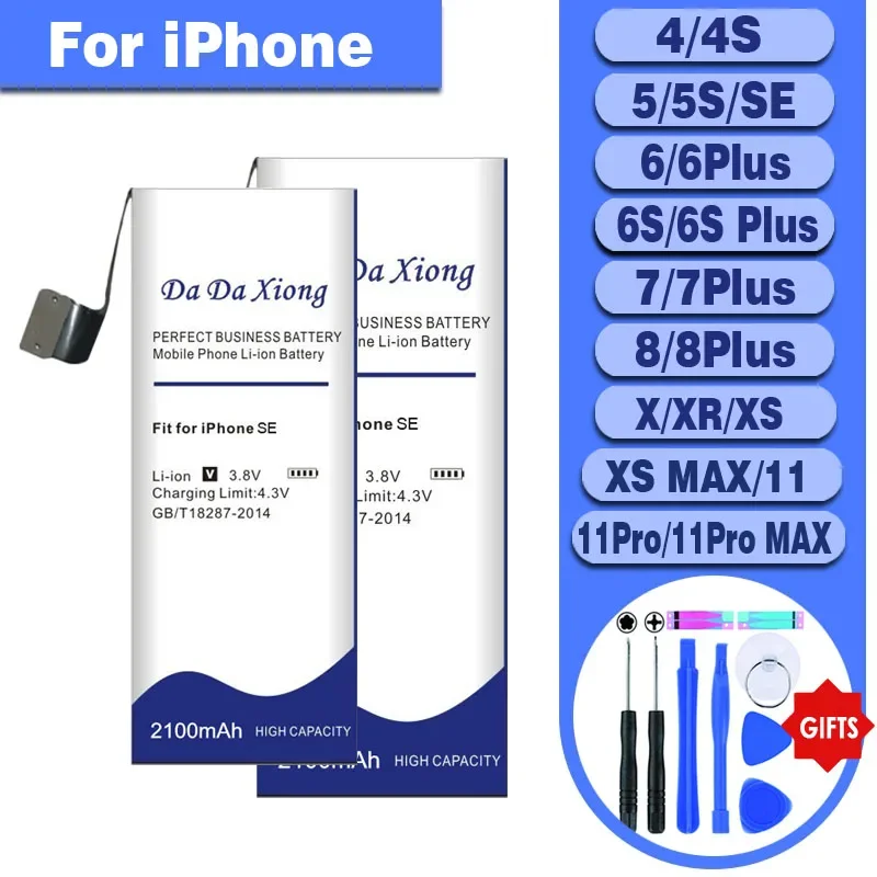Аккумулятор DaDaXiong для iPhone SE 4 лампочки 5 лампочек 5C 6 6plus 6S plus 7 7plus 8plus XS MAX XR 11 Pro