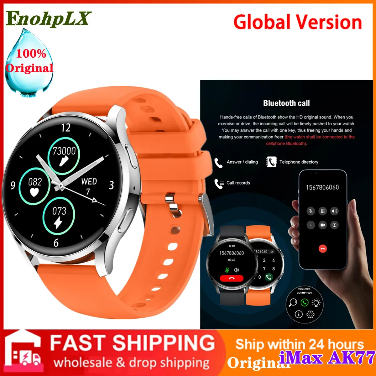 

Smart Watch Sports Blue Tooth Call Music Player Health Tracking Waterproof Full Round Screen Men Women Wristwatch Smartwatch IWO
