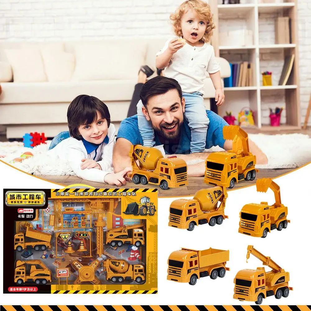 

1 Set Abs Engineering Car Truck Toys Crane Bulldozer Excavator Forklift Vehicles Educational Toys For Boys Kids Gift W5p4