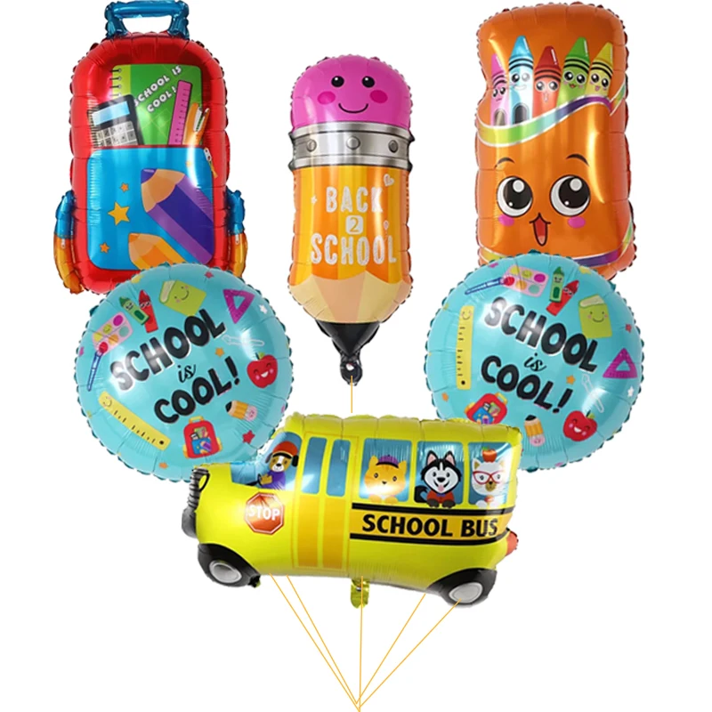 Набор из 6 шаров "Возвращение в школу": приветственная сумка для карандашей, ластик, гирлянда "Начало поступления в детский сад", декорации для класса. Игрушка для детей.